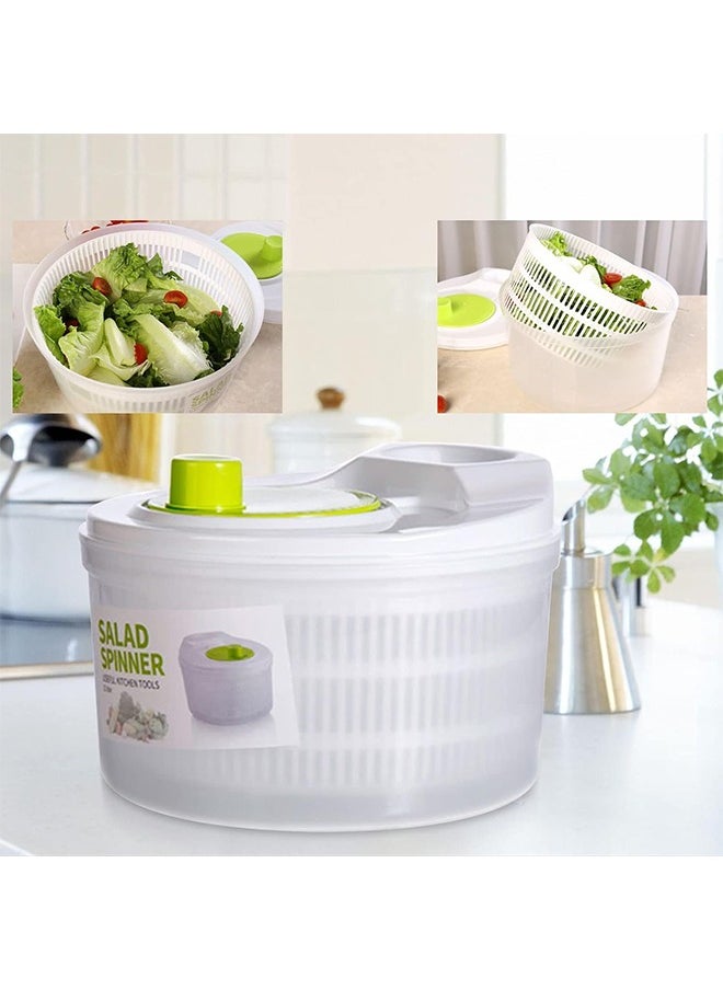Arabest 3l Salad Rotary Vegetable Washer with Bowl, Lockable Colander Basket & Smart Lock Lid, Lettuce Washer & Dryer, Easy Drain & Compact Storage  - Image 3