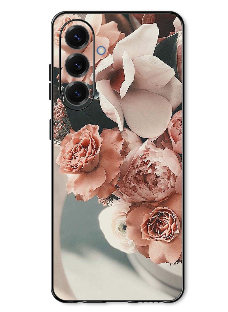 Theodor Case Compatible with Samsung Galaxy A37 Protection Shockproof Bumper Cover Peach Roses - Image 1