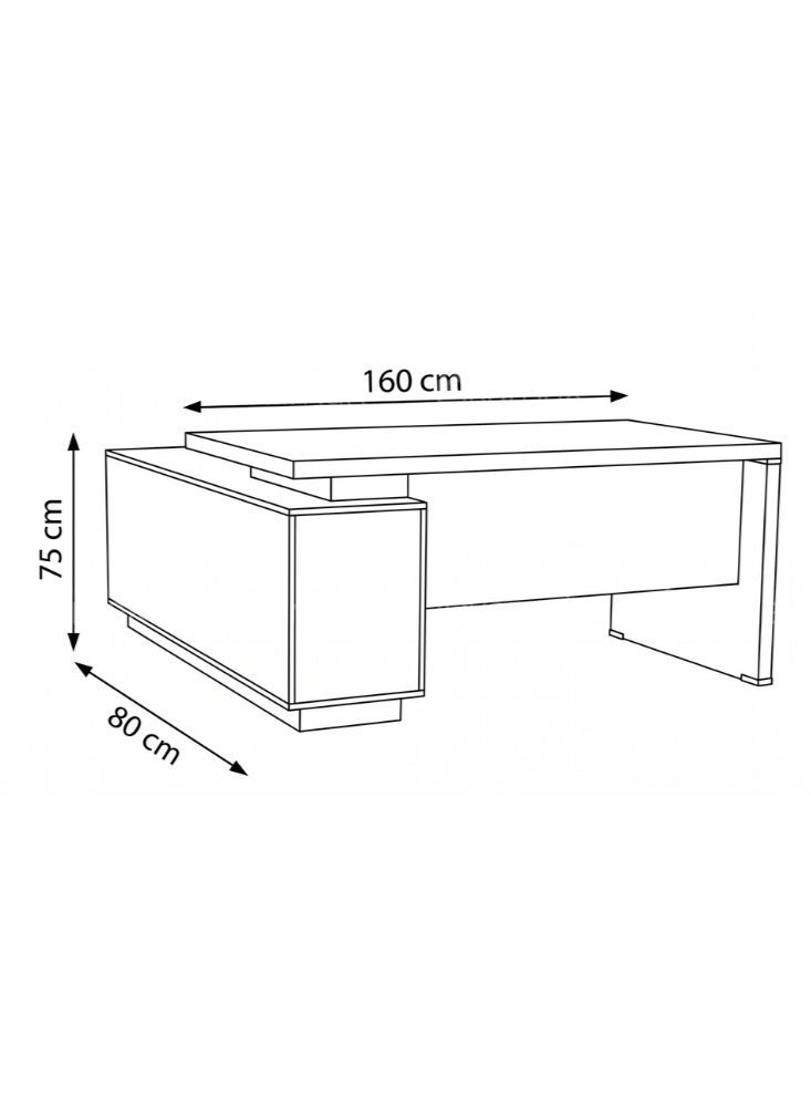 Karnak Edelstein L-Shape Executive Desk with Lockable Drawers | Ergonomic Computer Desk 160 Cm | Multifunctional Modern Office Table for Retail Hotel Clinic Workspace Furniture - Image 2