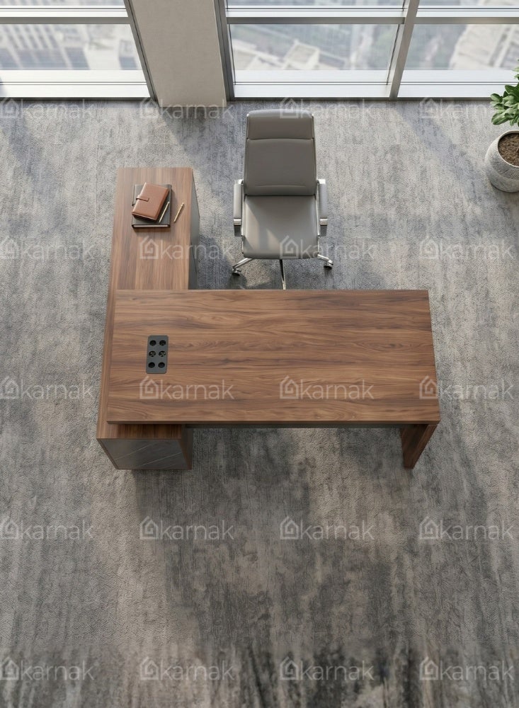 Karnak Edelstein L-Shape Executive Desk with Lockable Drawers | Ergonomic Computer Desk 160 Cm | Multifunctional Modern Office Table for Retail Hotel Clinic Workspace Furniture - Image 4