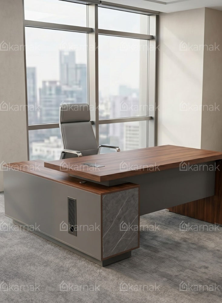 Karnak Edelstein L-Shape Executive Desk with Lockable Drawers | Ergonomic Computer Desk 160 Cm | Multifunctional Modern Office Table for Retail Hotel Clinic Workspace Furniture - Image 5