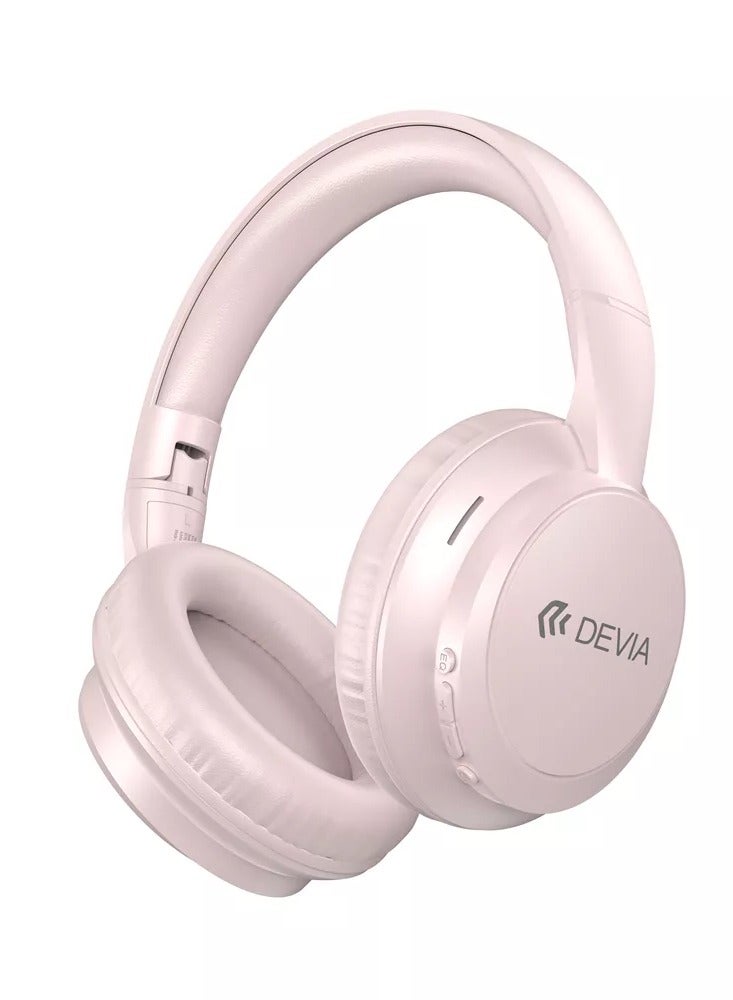 devia Wireless Bluetooth 5.4 Headphones with 40mm HD Stereo Sound – 10-Hour Battery Life, Dual Connection, 3 Sound Modes, Lightweight Foldable Design, 15-Meter Range, Pink - Image 1