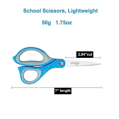 LIVINGO Scissors for School - Sharp Pointed Tip All Purpose Scissors Students Teachers Crafts Middle High School College Office Home, Blue, Green, Purple, 3 Pack, 7 Inch - Image 3