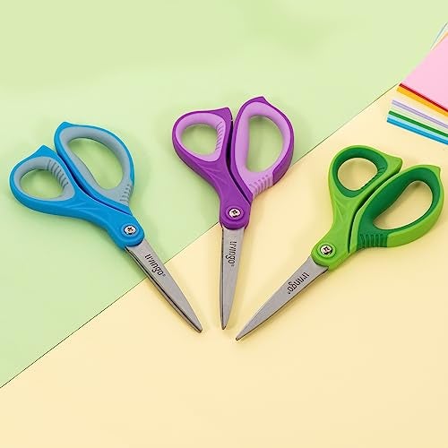 LIVINGO Scissors for School - Sharp Pointed Tip All Purpose Scissors Students Teachers Crafts Middle High School College Office Home, Blue, Green, Purple, 3 Pack, 7 Inch - Image 2