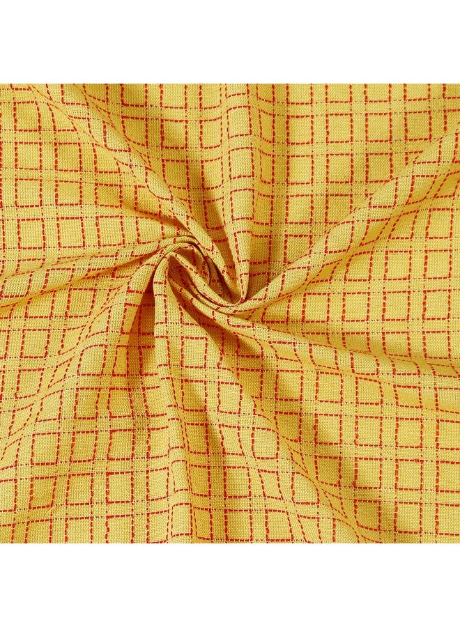 RANGBHAR Handloom Cotton 210 TC Double Bedsheet Without Pillow Covers, Woven Checkered Bedcover, 90 X 100 Inch, Yellow Box - Image 5