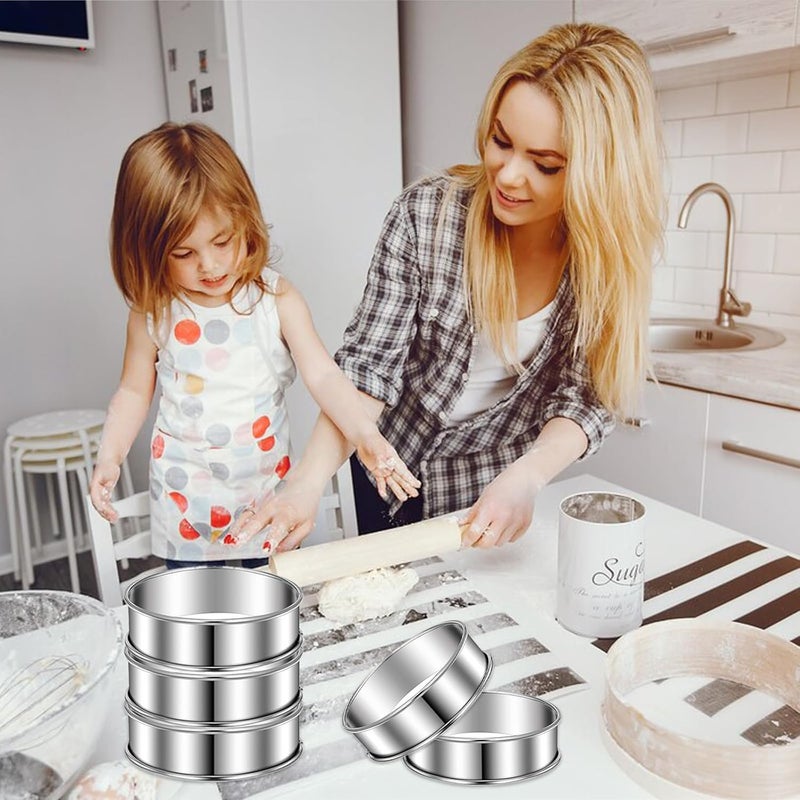 Uncle Jack 12Pcs Double Rolled English Muffin Rings, Stainless Steel Crumpet Rings, for Frying Eggs, Kitchen Baking, Crumpets Baking, Silver (6 Pack 4” + 6 Pack 3-1/8”) - Image 4