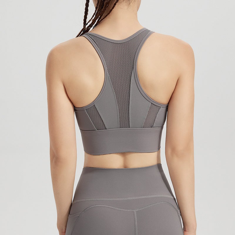High-Strength Sports Underwear For Women Plus Size Chubby Girl Running Shockproof Mesh Ykk Zipper Yoga Fitness Vest Bra - Image 1