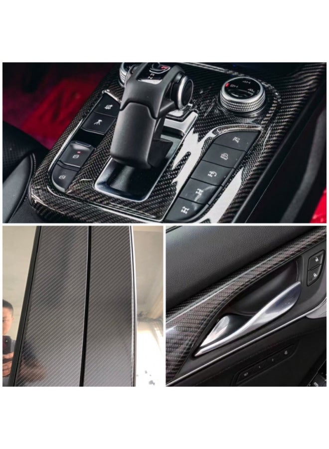 Car Color-changing Film Pet Simulated Carbon Fiber Rearview Mirror Hood Roof Interior Body Wrap Glossy Black Carbon Fiber