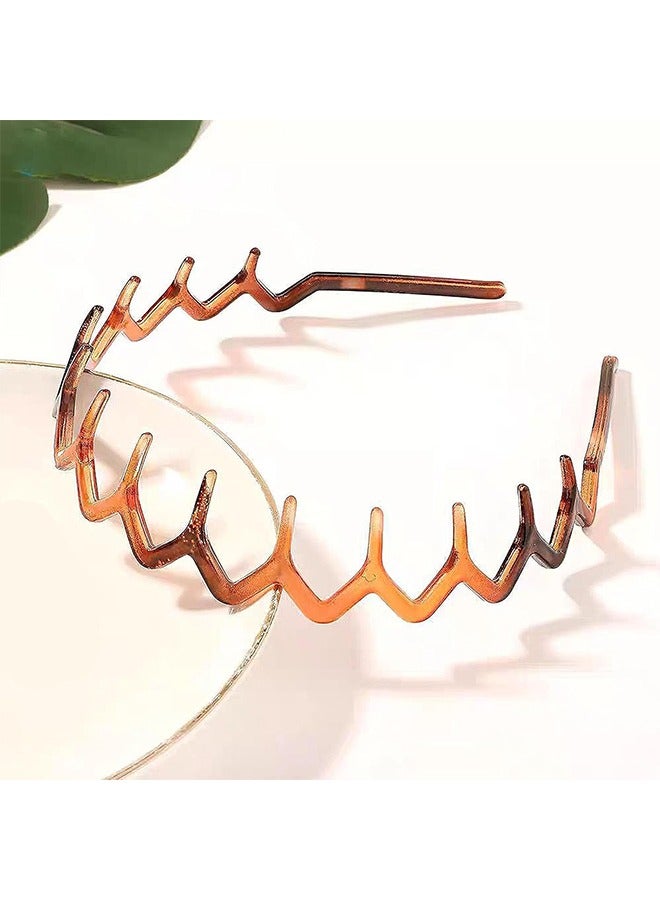 اتش واي 2 قطعة عصابات رأس متعرجة مع أسنان ، عصابات رأس بلاستيكية للنساء ، إكسسوارات شعر للجنسين ، عقال عصري مع أسنان للرياضة ، الاستخدام اليومي وحماية الشعر - Image 4