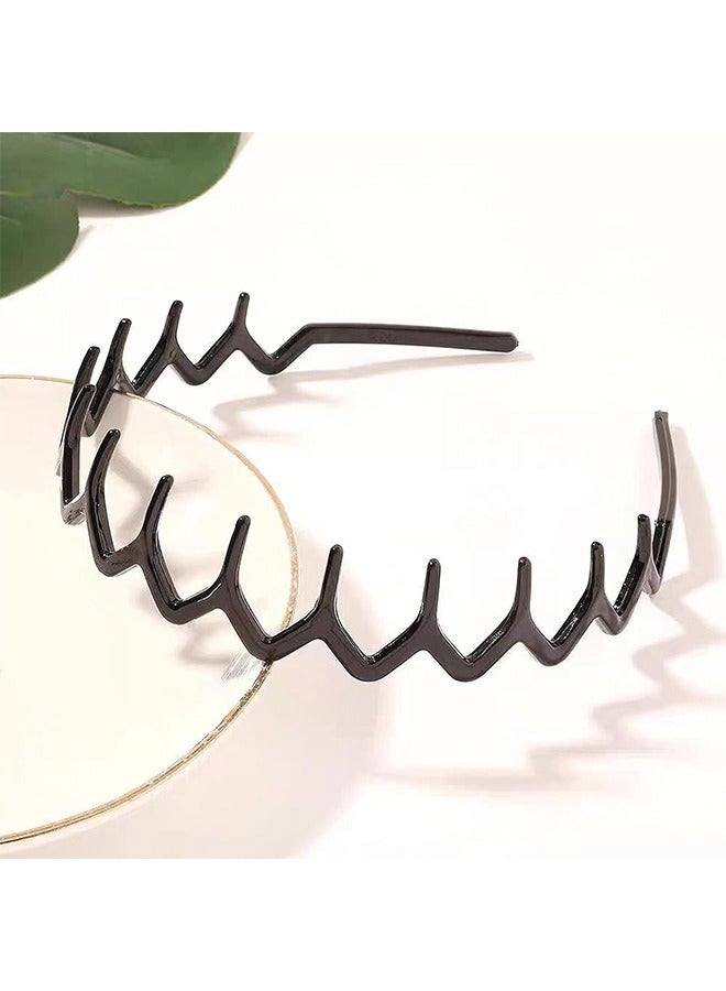 اتش واي 2 قطعة عصابات رأس متعرجة مع أسنان ، عصابات رأس بلاستيكية للنساء ، إكسسوارات شعر للجنسين ، عقال عصري مع أسنان للرياضة ، الاستخدام اليومي وحماية الشعر - Image 5