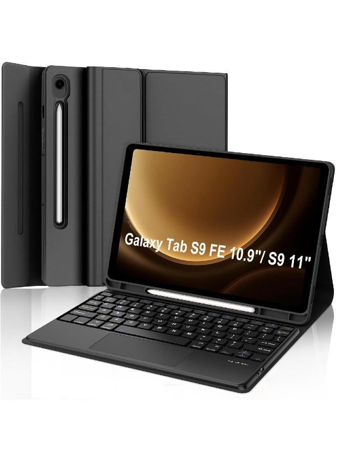 زومي غطاء لوحة مفاتيح لمس لجهاز Samsung Galaxy Tab S9 FE 5G 10.9 بوصة / Tab S9 11 بوصة 2023 - لوحة لمس متعددة اللمس، لوحة مفاتيح لاسلكية قابلة للفصل بتقنية البلوتوث، غطاء ذكي مع حامل - Image 1