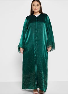 Plus size embellished detail abaya with sheila