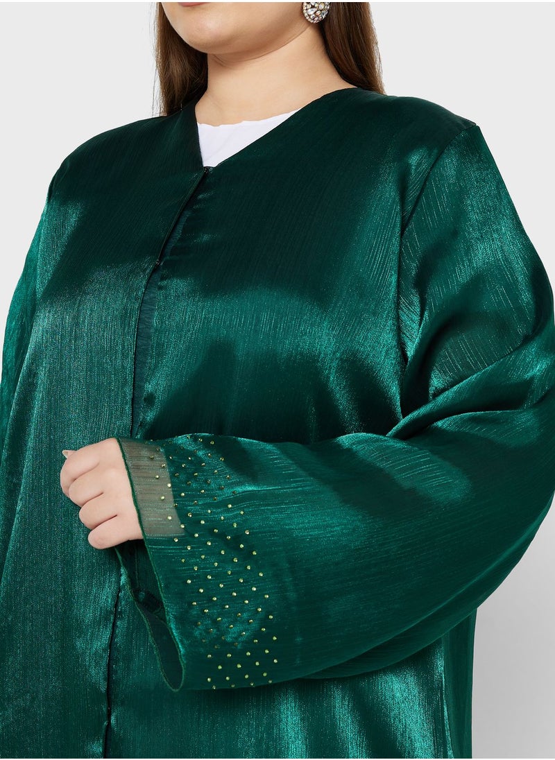 Khizana - Plus size embellished detail abaya with sheila - Image 1