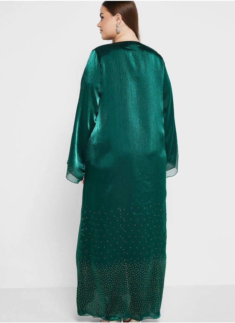 Khizana - Plus size embellished detail abaya with sheila - Image 1