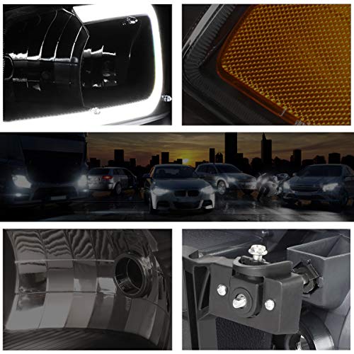 PM PERFORMOTOR Smoked Amber Bumper Lights+Headlights With LED DRL Replacement Compatible with 99-07 Sierra 1500 2500 3500&HD / 99-06 Yukon&XL / 2001 Sierra C3, PMHL-GSIE-9906-CLB2-BSA - Image 3