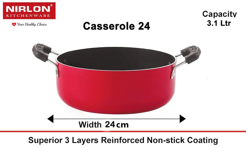 Nirlon Nirlon NonStick Coated Heat Resistance Pfoa Free Aluminium Kitchenware Combo Set4 Pieces Red Black CT12_GP245_HT_CS24  - Image 5