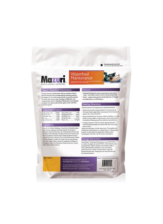 Mazuri - Mazuri Waterfowl Maintenance Food for Ducks & Geese | 5 Pound (5 LB) Bag - Image 1
