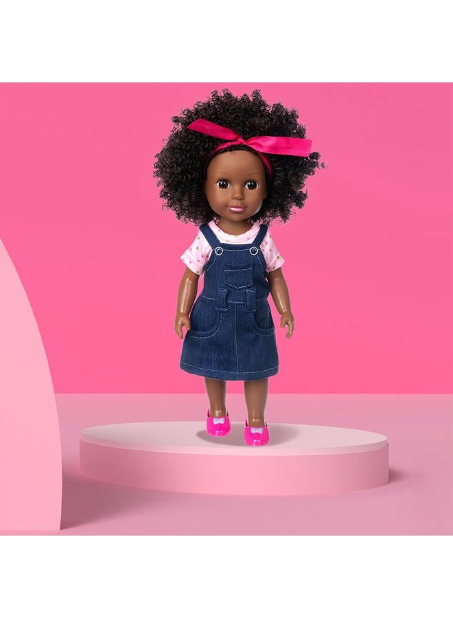 Ecore Fun 14.5" African Baby Girl Doll with Clothes Set - Washable Realistic Silicone Toy - Best Gift for Kids - Image 5