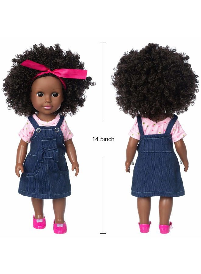 Ecore Fun 14.5" African Baby Girl Doll with Clothes Set - Washable Realistic Silicone Toy - Best Gift for Kids - Image 3