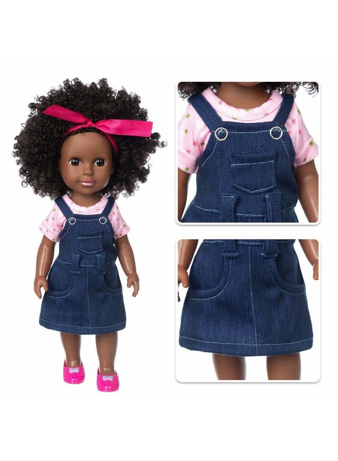 Ecore Fun 14.5" African Baby Girl Doll with Clothes Set - Washable Realistic Silicone Toy - Best Gift for Kids - Image 4