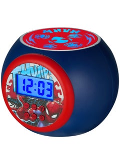 Spider-Man LCD Alarm Clock with Nightlight Projection – Blue Backlight, 3 Colour Ceiling Projection, Timer & Snooze Function – Digital Display (12-Hour Format)