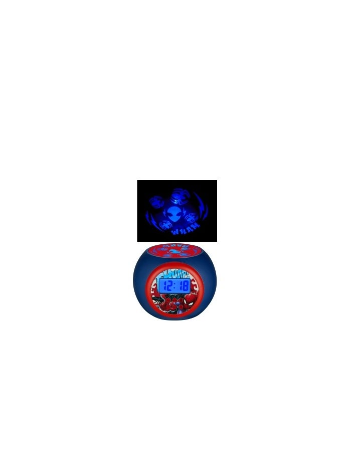 Volkano - Spider-Man LCD Alarm Clock with Nightlight Projection – Blue Backlight, 3 Colour Ceiling Projection, Timer & Snooze Function – Digital Display (12-Hour Format) - Image 1