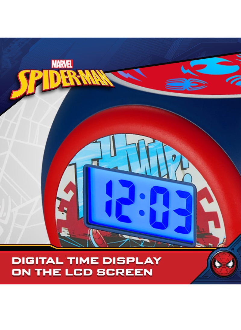 Volkano - Spider-Man LCD Alarm Clock with Nightlight Projection – Blue Backlight, 3 Colour Ceiling Projection, Timer & Snooze Function – Digital Display (12-Hour Format) - Image 1