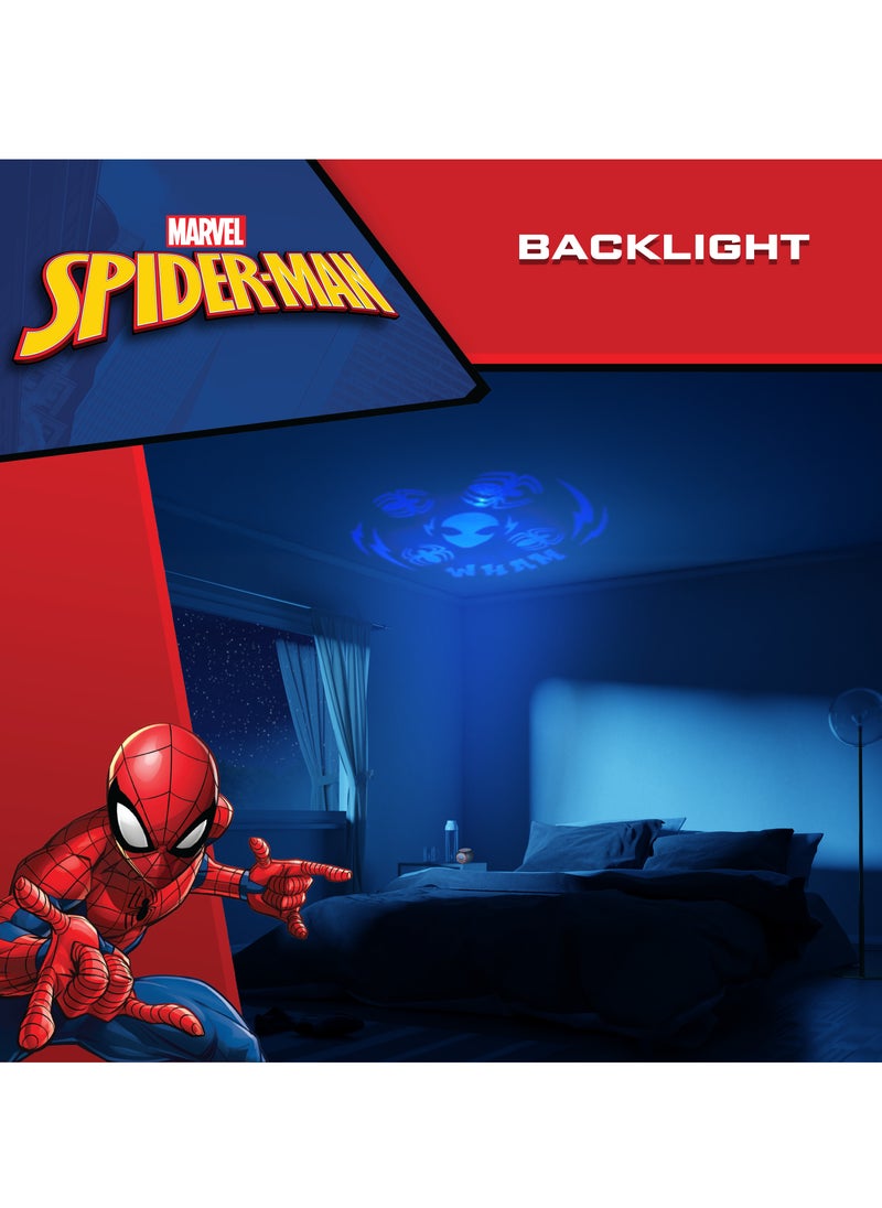 Volkano - Spider-Man LCD Alarm Clock with Nightlight Projection – Blue Backlight, 3 Colour Ceiling Projection, Timer & Snooze Function – Digital Display (12-Hour Format) - Image 1