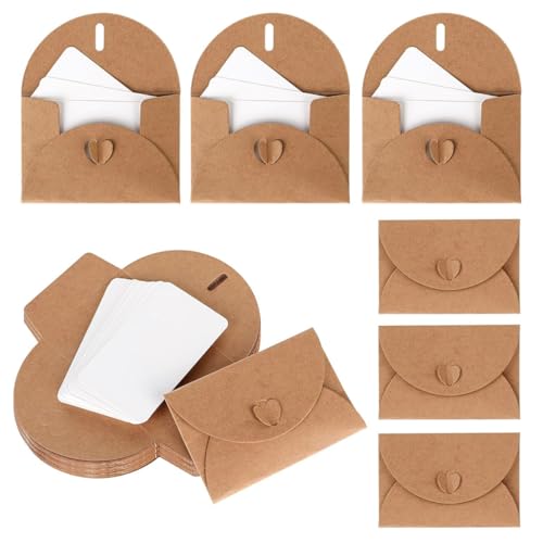 OFIFO® 50Pcs Envelopes with 50Pcs Blank Cards Greeting Card Envelopes 4.1x2.7 inches Hard Paper Envelopes for Gift Cards, Post Cards, Wedding Invitations, Letters - Image 1