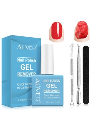 Gel Nail Polish Remover, Professional Gel Remover for Nails, Quick & Easy Remove Gel Nail Polish 2-5 Minutes, Don't Hurt Nails, Nail Polish Remover with Nail Polish Scraper Kit (15ML) - pzsku/Z17D60BE76C339201FFBCZ/45/_/1735782283/5f47f75b-c7db-40c0-8469-e2ede605855e