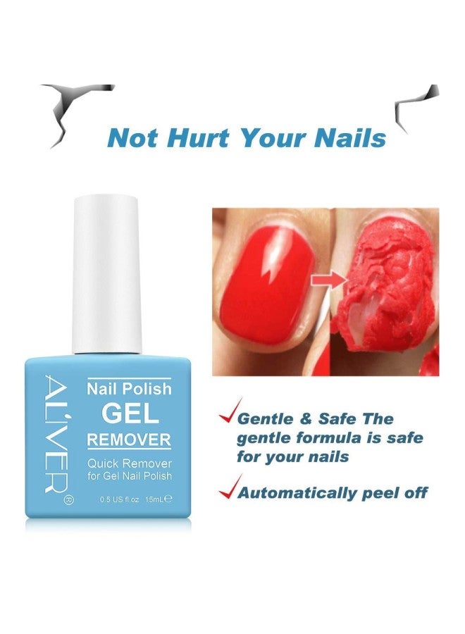 Gel Nail Polish Remover, Professional Gel Remover for Nails, Quick & Easy Remove Gel Nail Polish 2-5 Minutes, Don't Hurt Nails, Nail Polish Remover with Nail Polish Scraper Kit (15ML)