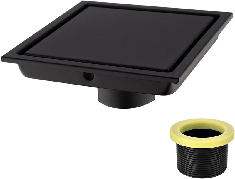orhemus Classic trendy design picks 304 Stainless Steel Square Shower Floor Drain with Tile Insert Grate Removable Cover 6 inch Long, Matte Black Plated Finished Worldwide simple practical design - Image 1