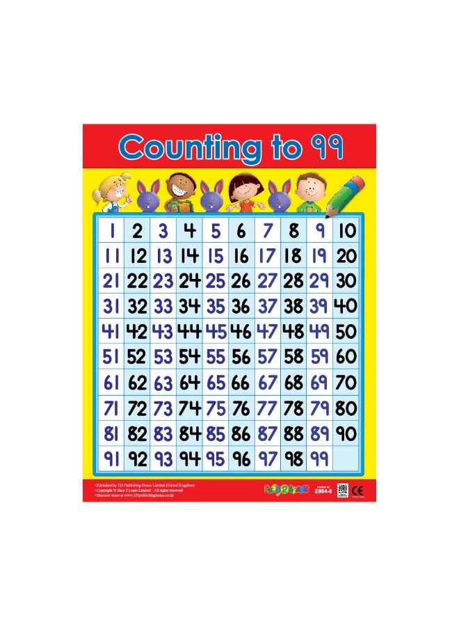 123 Publishing House Counting to 99 - Wall Chart in English - Image 1