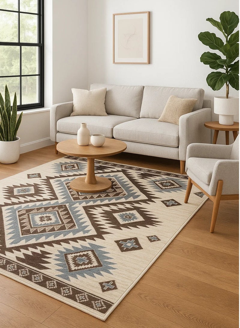 لوفت فيريرا، سجادة خارجية، سجادة أريكة، سجادة معيشة، مقاس 230×310 سم، قماش، نقش بني، صنع في مصر-7122/EC9-W - Image 1