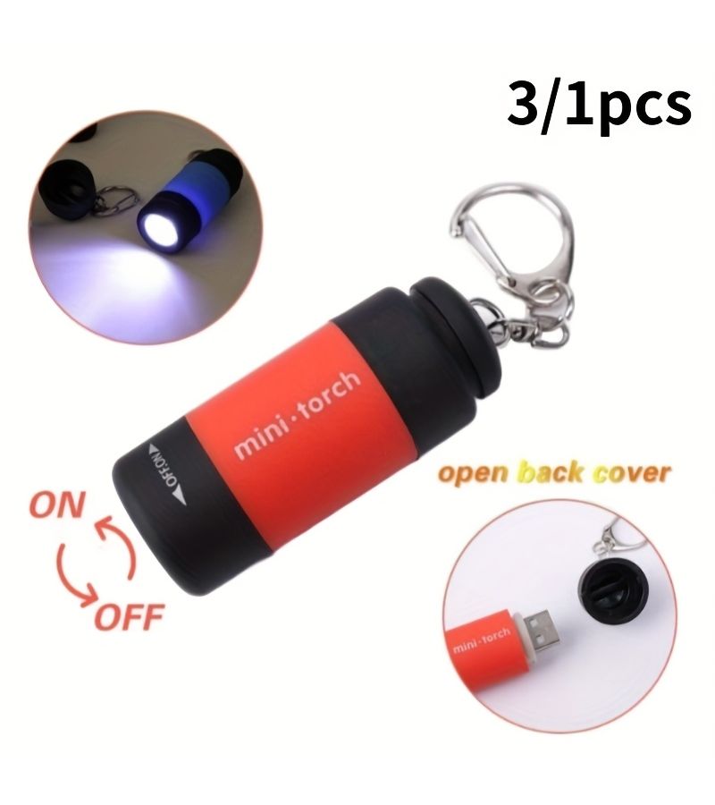 3 Pcs Green Mini LED Flashlight Portable High Brightness Multifunctional Camping Super Bright Light USB Keychain Emergency Power Outage Maintenance Check - Image 4