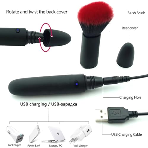 Betued 10 فرشاة مكياج كهربائية قابلة لإعادة الشحن بتقنية USB - فرشاة بودرة فضفاضة متعددة الوظائف لتطبيق الكونسيلر أو أحمر الخدود - Image 3