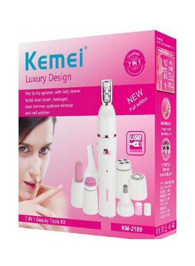 Kemei Km-2189 7 In 1 Rechargeable Women Electric Trimmer White - Image 1