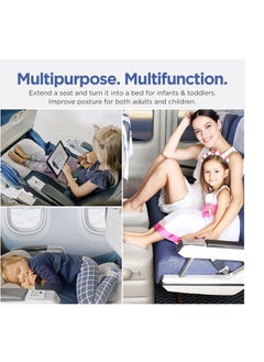 Excefore Inflatable Foot Rest for Airplane, Car Seat Foot Rest for Kids Airplane Bed for Toddler, Blow up Plane Footrest Pillow, Foot Stool Relieves Swelling, with Integrated Inflating Buttons (Grey)  - Image 2