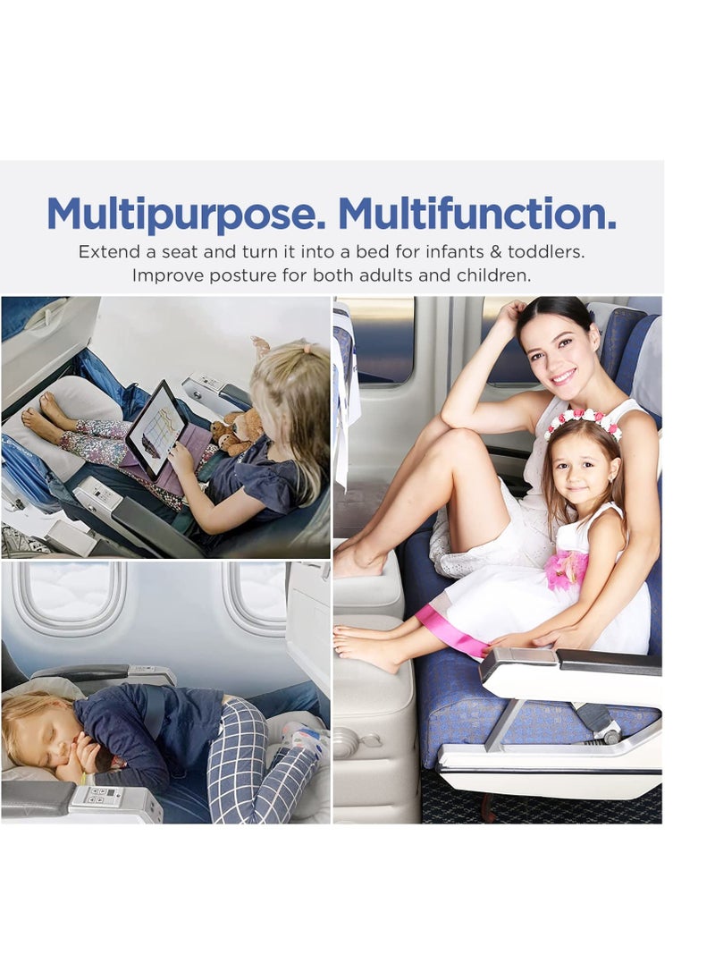 Excefore Inflatable Foot Rest for Airplane, Car Seat Foot Rest for Kids Airplane Bed for Toddler, Blow up Plane Footrest Pillow, Foot Stool Relieves Swelling, with Integrated Inflating Buttons (Grey)  - Image 2