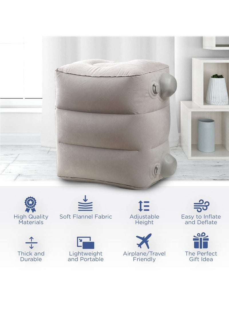 Excefore Inflatable Foot Rest for Airplane, Car Seat Foot Rest for Kids Airplane Bed for Toddler, Blow up Plane Footrest Pillow, Foot Stool Relieves Swelling, with Integrated Inflating Buttons (Grey)  - Image 5
