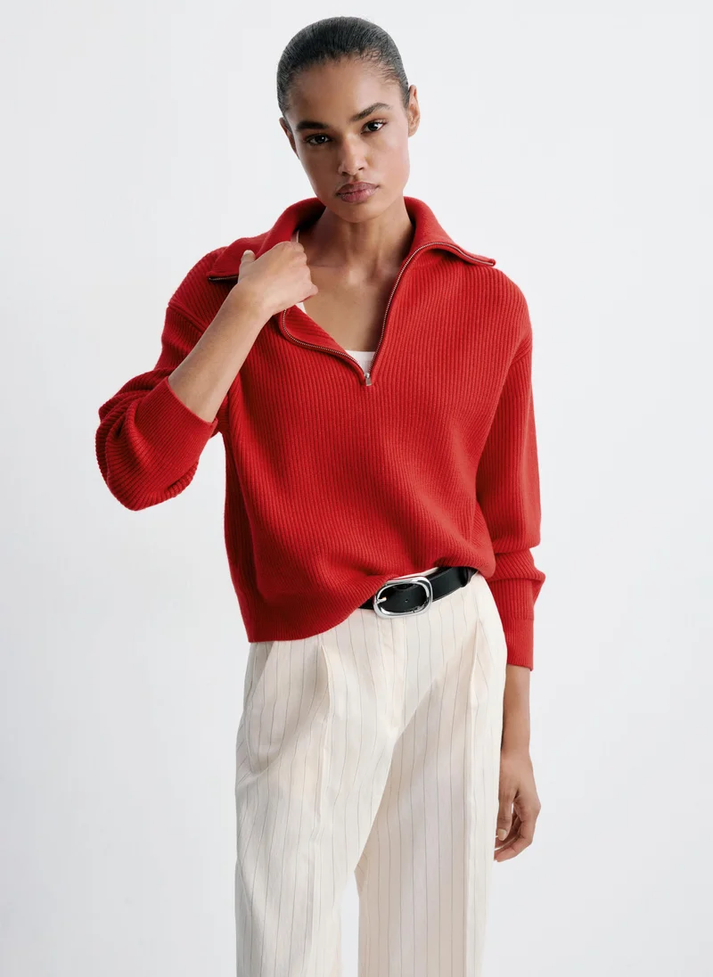 Ribbed Zip-Up Jumper