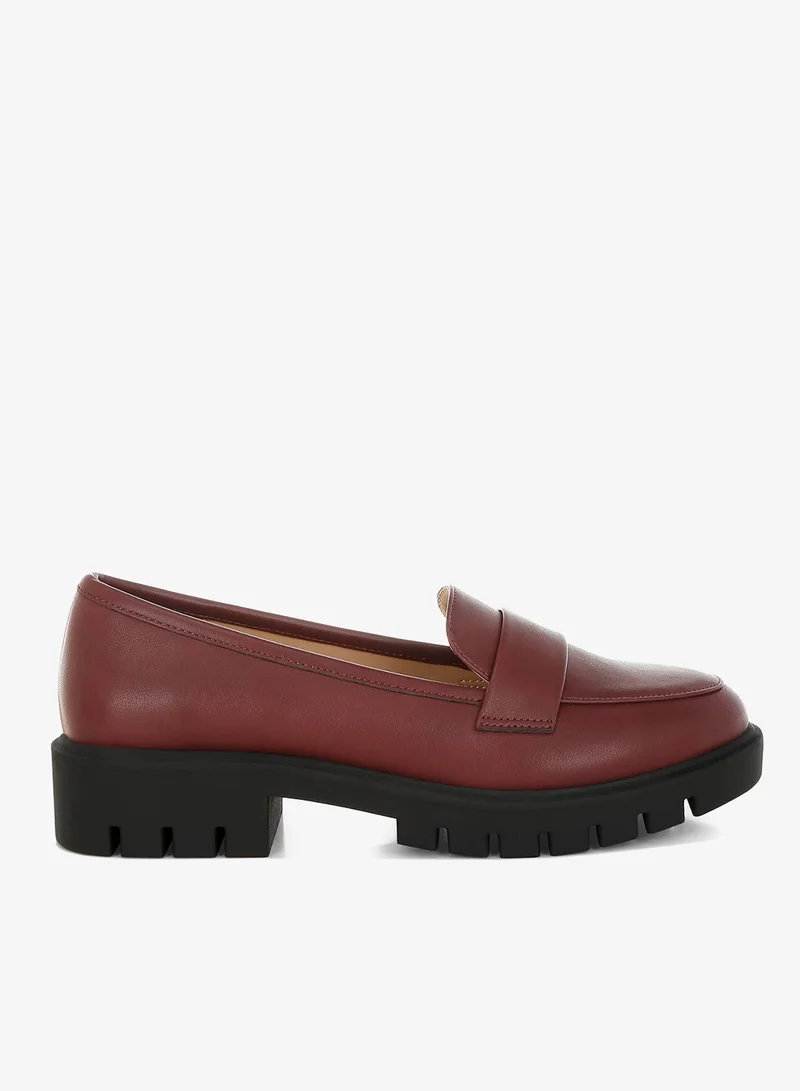 London Rag Women's Faux Leather Chunky Loafers in Burgundy
