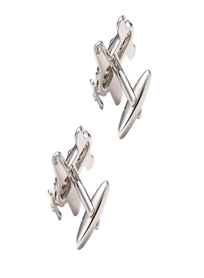 Knighthood Propeller Plane Cufflinks Silver Shirt Cuff Links Business, Wedding Gifts with Gift Box - Image 2