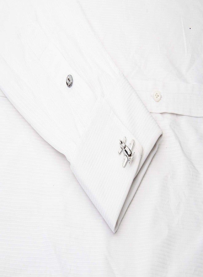 Knighthood Propeller Plane Cufflinks Silver Shirt Cuff Links Business, Wedding Gifts with Gift Box - Image 3