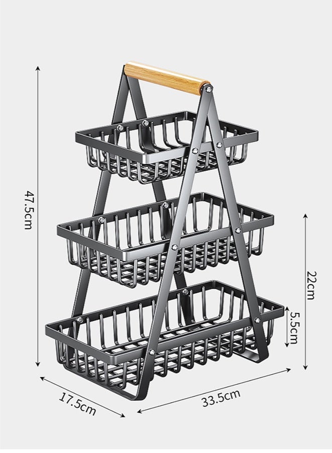 wowofa Multi-layer detachable household fruit basket, kitchen and living room countertop storage shelf, vegetable basket, handheld basket - Image 3