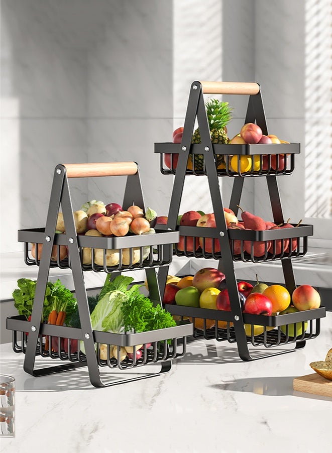 wowofa Multi-layer detachable household fruit basket, kitchen and living room countertop storage shelf, vegetable basket, handheld basket - Image 2