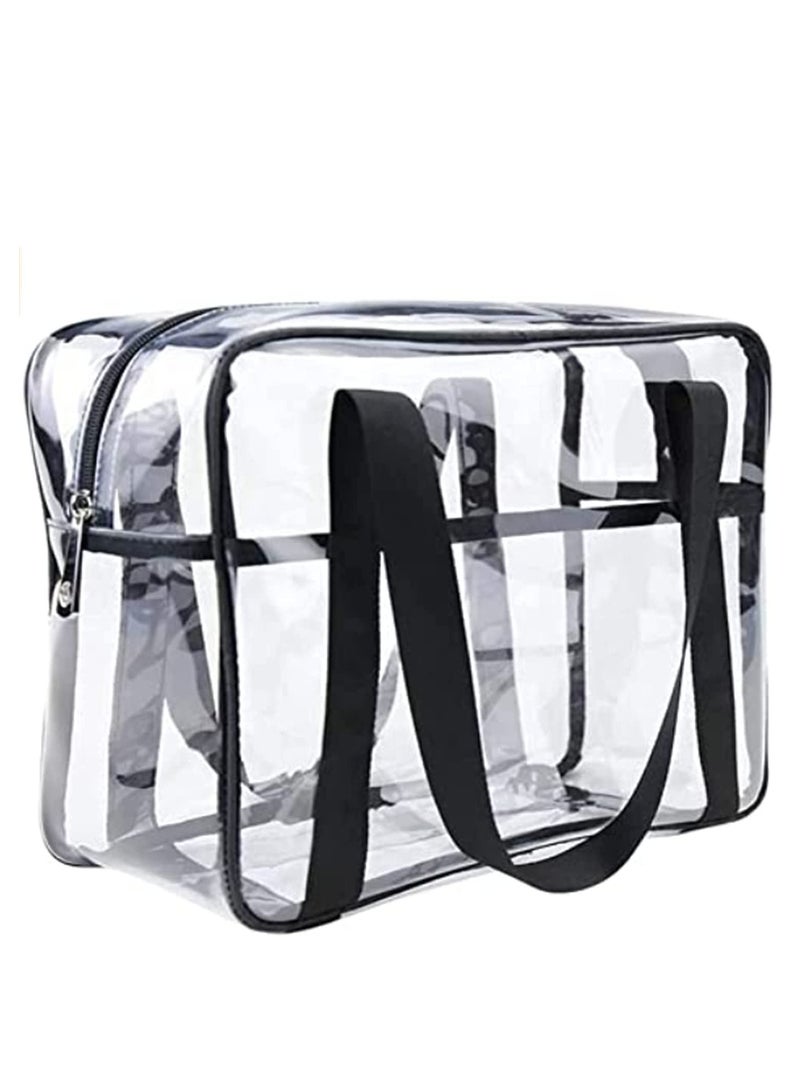 KASTWAVE Clear Makeup Handbag Travel Transparent Cosmetics Bag Tote Bag PVC Zippered Toiletry Carry Pouch Lightweight Waterproof  - Image 1