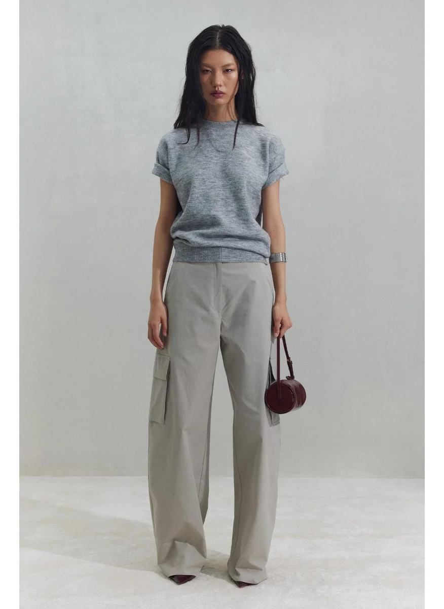 سود كوليكشن Grey Robe Short Sleeve Sweater
