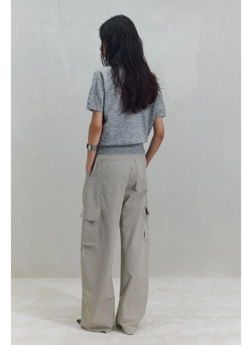 سود كوليكشن Grey Robe Short Sleeve Sweater