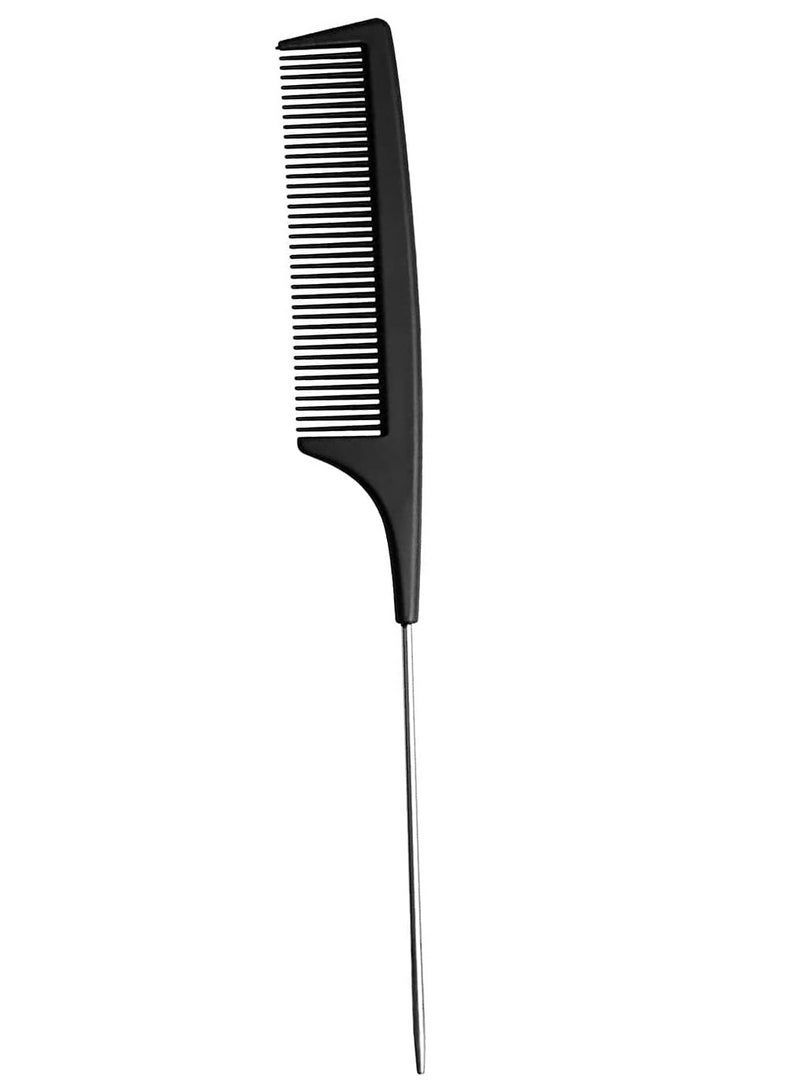 DubaiGallery 1PC Professional 8.9 Inch Tail Comb Rattail Comb Stainless Steel Pintail Anti Static And Heat Resistant Teasing Comb Lightweight Tail Comb For All Hair Types - Image 2
